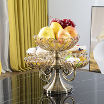 European crystal glass grid dried fruit plate Household living room coffee table Candy plate Snack plate Nordic creative fruit plate