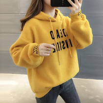 Korean version of womens autumn 2021 new autumn loose womens clothes plus velvet thick coat ins tide spring and autumn