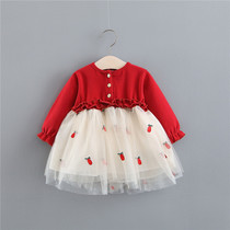 Female baby spring dress 0-1-3 years old baby clothes spring and autumn Korean childrens skirt 2 little girl princess dress