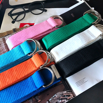 Mr tang seven-color simple basic double-loop canvas belt for men and women