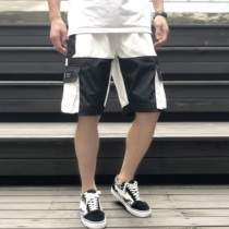 ZACHARIAH Panda black and white contrast shorts Hip-hop national tide brand leisure sports lovers field overalls ins