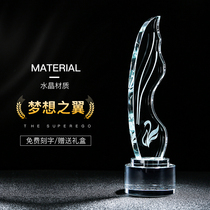 Wings creative crystal trophy custom goddess medal custom dance memorial gift Excellent employee championship trophy