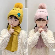 Baby hat autumn and winter plus velvet thickened warm toddler ear cap men and women children knitted wool cold scarf