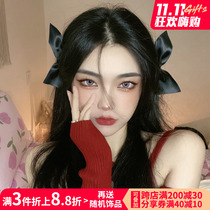 Velvet bow hairpin female net celebrity 2022 new side clip back head clip hairpin Korean headdress