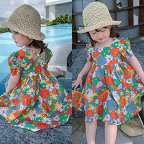 Girls little Daisy dress Net red same Children Baby foreign summer flower skirt small children princess dress