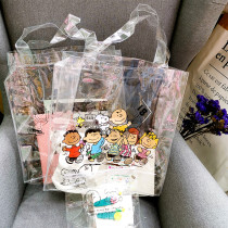 ins Wind transparent Women bag pvc jelly bag Joker Snoopy beach bag Hand bag tide cosmetic bag storage bag