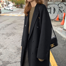 (Limited time 8fold) Classic temperament small shoulder long suit double-sided coat E1107