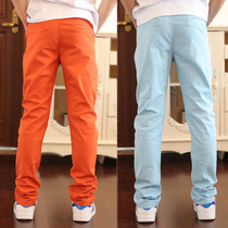 Boys handsome spring orange trousers Children slim casual pants 6789 Teen 1315-year-old boy pants
