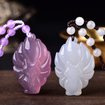 Fox fairy pendant cute fox edge gourd pendant orange stone cloud sea Stone Fox wonderful pendant necklace for men and women