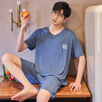 Sleepwear men Summer short sleeve Modale can be outside wearing a thin section of casual summer ice silk mens home suits suit