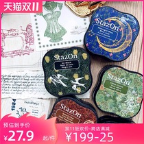 Spot Tsukineko Stazon SZM Moon Cat Oily Inkpad Seal Paper Leather Photo