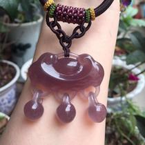 Emperor purple wishful lock pendant natural Brazilian purple chalcedony treasure lock pendant lady sweater chain safe and long life Lock