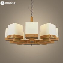 Designer lights European style Creative Pastoral bedroom Bedside Personality American Vintage Wood Sugar Cube Oak Chandelier