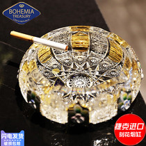 Czech BOHEMIA imported crystal glass enamel porcelain sketching carve cigar ashtray home tea table hem