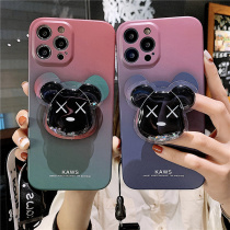 Tide Card Gradient Color Violent Bear Apply iphone13 Mobile Phone Shell Bracket Apple 12promax Cartoon Silicone Cover