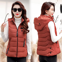 Autumn and winter short down cotton vest womens new Korean slim slim thin thick removable hat horse clip waistcoat