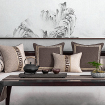 (Full edge) New Chinese cotton and linen looped Pillow sofa cushion model room pillow bedside backrest soft