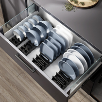Kitchen cabinet built-in desktop bowl rack drawer dishes dish partition plate storage rack pull basket kitchen cabinet inside rack