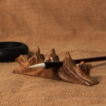 With the shape of mahogany carving mountain brush resting pen holder pen mountain Pen rest chicken wing Wood Four Treasures