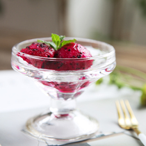 Tall clear glass cup ice cream ice cream cup fruit salad milkshake cup glass cold dish ice cream cup