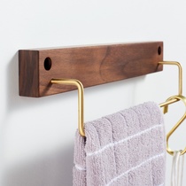 Solid Wood brass towel rack toilet bathroom towel bar bath towel storage non-perforated towel rack