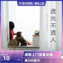 White gauze curtain transparent transparent window curtain white fabric balcony semi-shading sand bay window Nordic simple partition