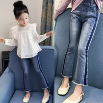  Girls  jeans flared pants Spring and autumn new middle and large childrens casual pants trousers Korean childrens clothing childrens western pants