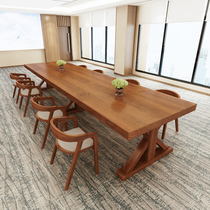American solid wood conference table long table simple modern desk Workbench negotiation table training meeting table and chair combination