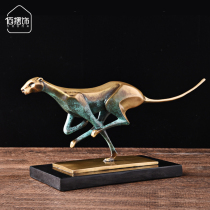 Living room leopard bronze ornaments new Chinese porch wine cabinet TV cabinet boss table financial decorations opening gifts