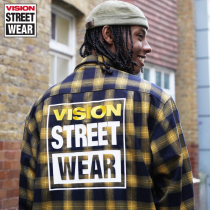 VISION STREET WEAR Street Trend Alphabet Printed LOGO Shirt Color Checkered Lace Shirt Coat