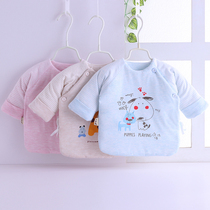 Newborn warm and thick cotton clothes Autumn and winter newborn baby monk clothing half back clothing 0-3 month pure cotton top