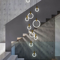 Mirror North and South Europe stairwell Villa modern simple atmosphere guest creative restaurant rotating compound building large chandelier hotel chandelier