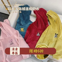 L mom girls red hooded sweater New Years eve clothes island velvet warm Western style winter childrens New Years New Years outfit