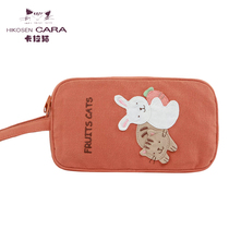HIKOSEN CARA Kara cat clutch bag mini cute canvas womens coin purse mobile phone bag headphone storage bag