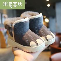 Childrens snow boots winter boy shoes 1-6 years old 3 waterproof non-slip warm girl plus velvet padded baby cotton shoes