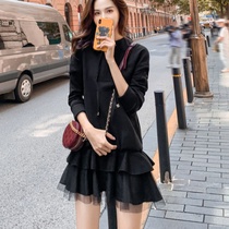 Hooded vests skirt women's 2020 autumn and winter new long sleeve loose pullover long bottoming skirt ins tide