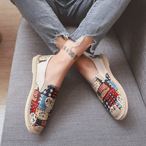 Summer breathable fisherman canvas mens shoes a pedal lazy leisure Joker linen driving trendy shoes old Beijing cloth shoes