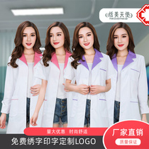 Korean nurses Clothing Doctors clothing white coat womens pharmacy clinic beautician embroidery designer dental oral overalls