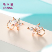 Bear silversmith earrings earrings stud sterling silver small exquisite simple temperament