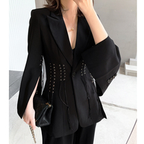Advanced feeling suit jacket women casual 2021 spring and autumn new Korean version of English style design feeling black suit jacket