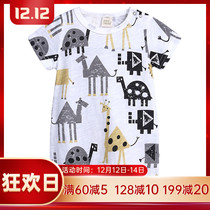 Baby short sleeve jumpsuit thin cotton men and women Baby summer clothes 6 newborn climbing suit 3 months pajamas 12 ha clothes