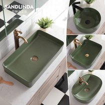 Matte green American retro art stage basin wash basin Nordic toilet ceramic basin wash basin