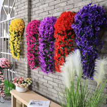 Simulation Violet wall-mounted flower vine room decoration wall flower fake flower hanging living-room hanging wall flower hanging Lan plastic flower
