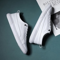 2021 summer white shoes mens Korean version of the trend of versatile board shoes without lace-up feet pure leather fashion breathable mens shoes