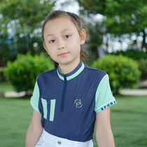 EPONA childrens short-sleeved T-shirt color elite Knight top youth breathable wear-resistant stand-collar equestrian clothing