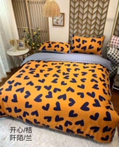 Pure cotton water Mu You Cotton Love Orange Grey Plaid AB Bedding Sheets Bed Sheets Bed Hats Pillow Case 4 Customized