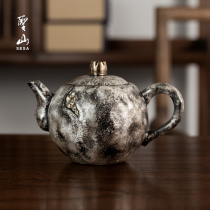 Shengshan antique ceramic teapot carving Pomegranate Silver Chinese teapot ceramic kung fu tea set single pot bubble teapot