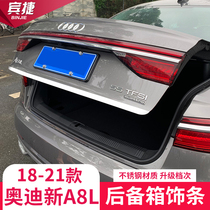 Suitable for 18-21 Audi new A8L trunk bright strip tailgate trim trim A8 special exterior modification