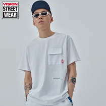 VISION STREET WEAR men and women with the same style of patch bag printing back full of printed patch trend short-sleeved T-shirt summer