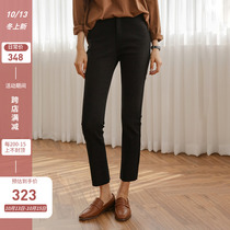 Korean black jeans womens spring and autumn 2021 new eight-point small man high waist thin nine straight straight pants